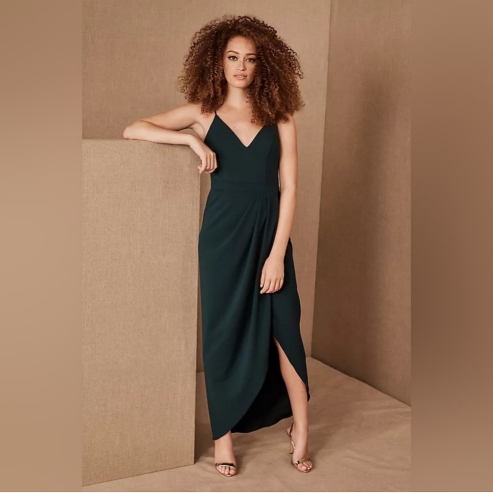 BHLDN Dark Green Mini Dress